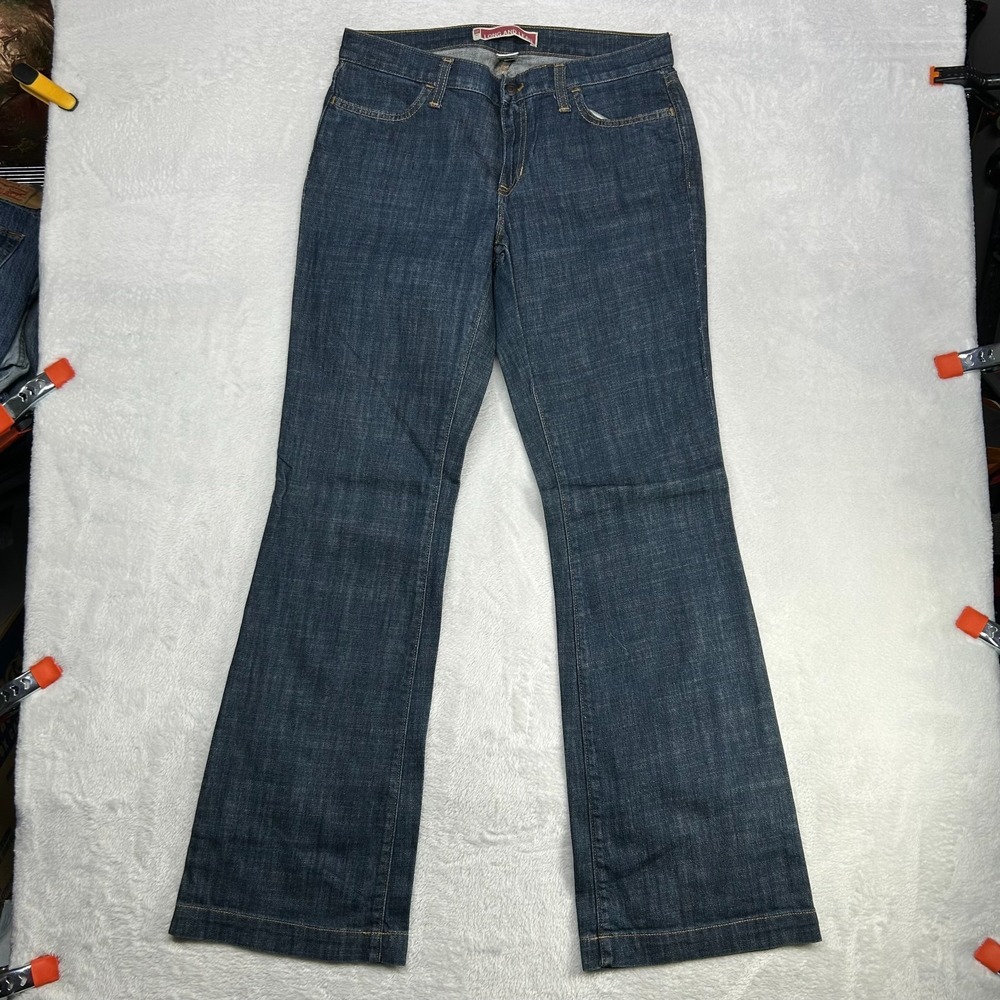 Gap Long & Lean Bootcut Jeans Women's Dark Blue‎ Wash Denim Classic Zip Fly - 6